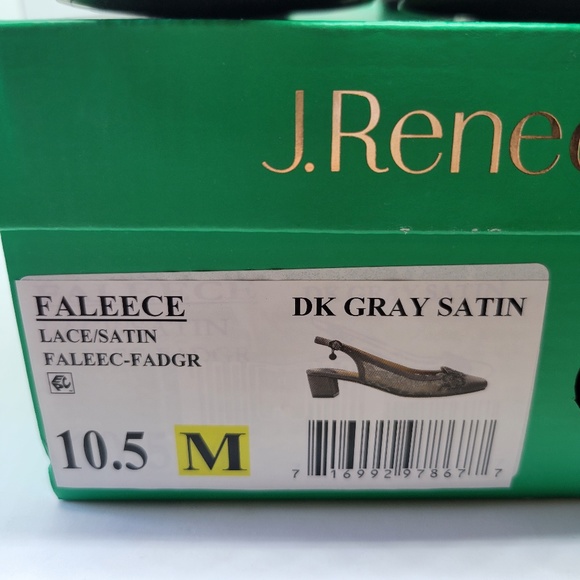 J. Renee Women's Faleece Lace/Satin Pumps Dark Gray 10.5M Block Heel - Picture 11 of 13